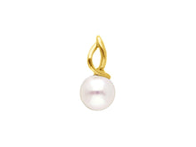 Load image into Gallery viewer, 18k yellow gold pendant charm with round freshwater white pearl 7.5/8 mm.
