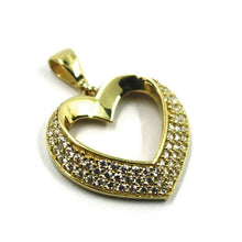 Load image into Gallery viewer, SOLID 18K YELLOW GOLD PENDANT HEART WITH CUBIC ZIRCONIA, 16mm, 0.63 inches
