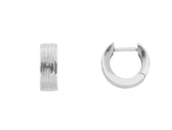 18K WHITE GOLD HOOPS WORKED EARRINGS DIAMETER 12mm SQUARE TUBE THICKNESS 4.5mm.