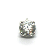 SOLID 18K WHITE GOLD 7mm ROUND 2.3 carats ZIRCONIA PENDANT.