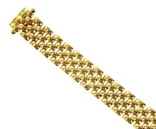 Load image into Gallery viewer, 18K YELLOW GOLD PANTHER BRACELET 5 WIRES 10mm LINKS, 20cm 7.9&quot;, MADE IN ITALY.
