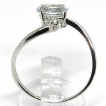 Load image into Gallery viewer, 18k white gold band ring aquamarine 0.65 oval cut &amp; diamonds, made in Italy
