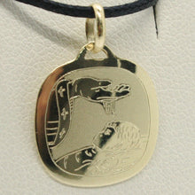 Load image into Gallery viewer, 18K YELLOW GOLD PENDANT SQUARE MEDAL REMEMBRANCE BAPTISM ENGRAVABLE ITALY MADE.
