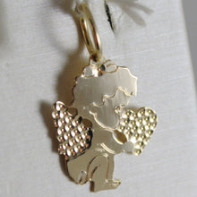 Load image into Gallery viewer, SOLID 18K YELLOW GOLD PENDANT FLAT GUARDIAN ANGEL HEART ENGRAVABLE MADE IN ITALY.
