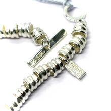 Load image into Gallery viewer, 925 STERLING SILVER CIRCLES BRACELET, 9K YELLOW GOLD 12mm PUPPY BEAR PENDANT.
