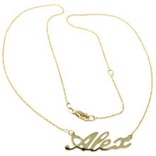 Load image into Gallery viewer, 18K YELLOW GOLD NAME NECKLACE, ALEX, MINI ROLO CHAIN 0.5mm 42 cm, MADE IN ITALY.
