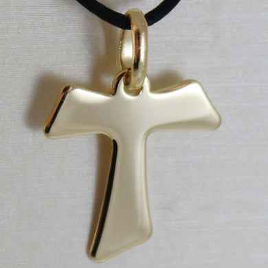 18k yellow gold cross, Franciscan tau tao, Saint Francis, 2.4 cm made in Italy.