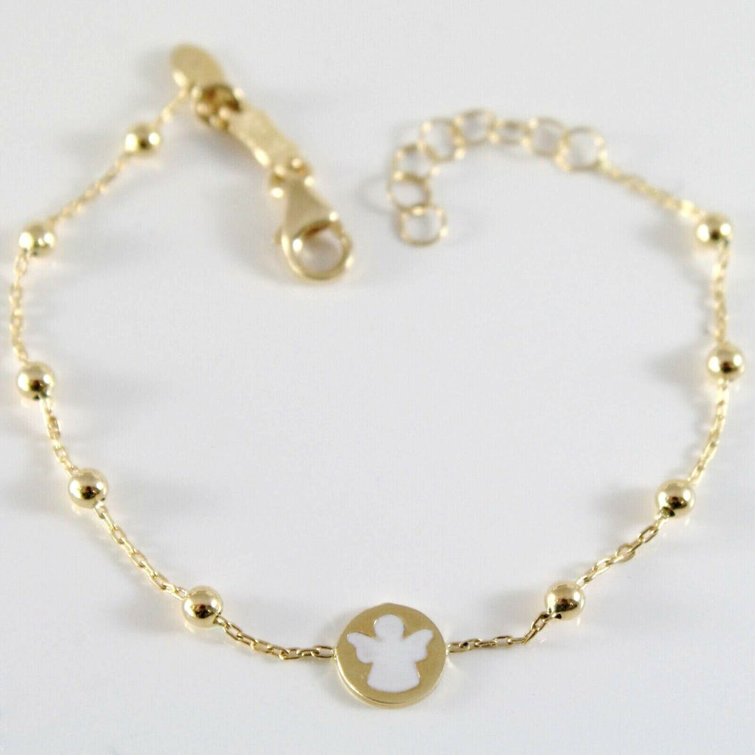 18K YELLOW GOLD BRACELET FOR KIDS WITH GUARDIAN ANGEL,  MADE IN ITALY  5.91 IN