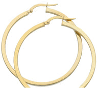 18K YELLOW GOLD CIRCLE EARRINGS DIAMETER 35 MM WITH SQUARE TUBE, MADE IN ITALY.