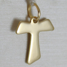 Load image into Gallery viewer, 18k yellow gold cross, Franciscan tau tao, Saint Francis, 2.0 cm, made in Italy.
