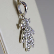 Load image into Gallery viewer, 18k white gold girl pendant, baby, length 0.98 inches, zirconia.
