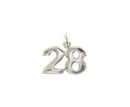 18k white gold number 28 twenty eight small pendant charm, 0.4