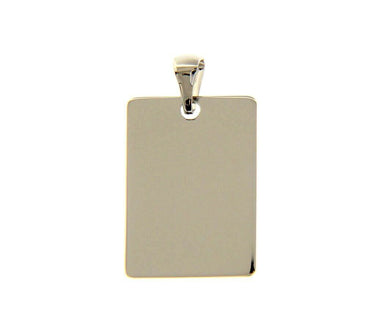 18k white gold medal pendant, square, smooth, 14x20mm possibility of engraving.