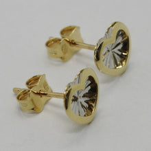 Load image into Gallery viewer, 18k white yellow gold heart earrings finely worked, double rays star, Italy made.
