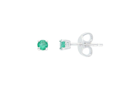 18k white gold earrings with round natural green emerald, 0.20 total carats.