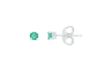 18k white gold earrings with round natural green emerald, 0.20 total carats.
