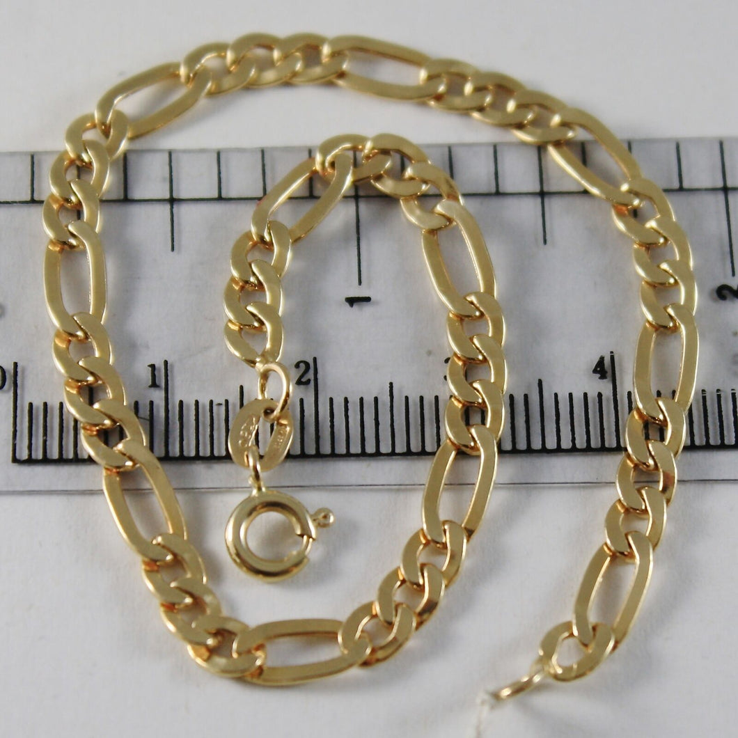 18K YELLOW GOLD BRACELET FLAT GOURMETTE OVAL 4.5 MM LINK, 21 CM, MADE IN ITALY