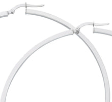 Load image into Gallery viewer, 18k white gold circle earrings diameter 70 mm with square tube, made in Italy.
