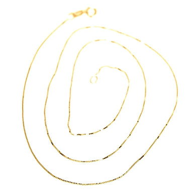 18K YELLOW GOLD CHAIN NECKLACE 0.5 mm MINI VENETIAN LINK 17.71 IN. MADE IN ITALY.