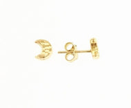 18K YELLOW GOLD EARRINGS WITH VERY SHINY MOON NIGHT WORKED MADE IN ITALY 0.28 IN.