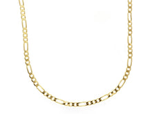 Load image into Gallery viewer, SOLID 18K GOLD FIGARO GOURMETTE CHAIN THIN 2mm WIDTH 20&quot; ALTERNATE 3+1 NECKLACE.
