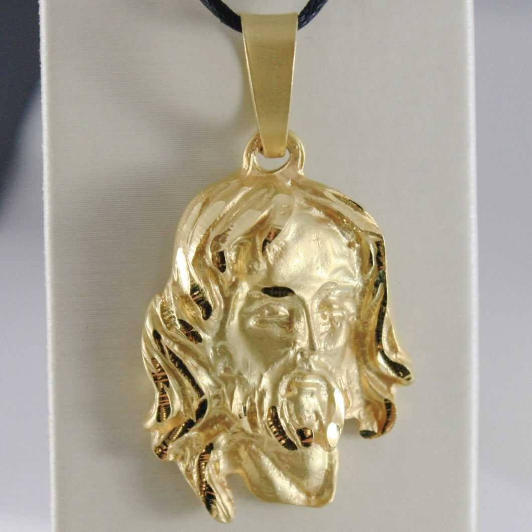 18K YELLOW GOLD JESUS FACE PENDANT CHARM 45 MM, 1.8 IN, FINELY WORKED ITALY MADE