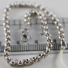 Load image into Gallery viewer, 18k white gold bracelet 7.5 in, dome round circle rolo link, 3 mm made in Italy.
