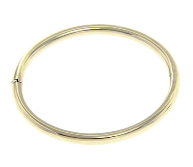 18K WHITE GOLD BRACELET RIGID BANGLE, 5mm OVAL ROUNDED TUBE SMOOTH.