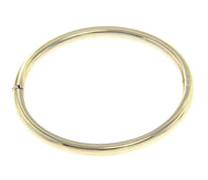 18K WHITE GOLD BRACELET RIGID BANGLE, 5mm OVAL ROUNDED TUBE SMOOTH.