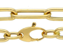 Cargar imagen en el visor de la galería, 18K YELLOW GOLD CHAIN ROUNDED TUBE OVAL PAPER CLIP 7x20mm LINK, 18&quot; 45cm, ITALY.
