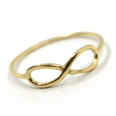 18K YELLOW GOLD INFINITE CENTRAL RING, INFINITY, SMOOTH, BRIGHT, MADE IN ITALY.
