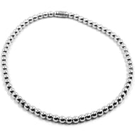 18k white gold bracelet, semirigid, elastic, 3 mm smooth balls spheres.