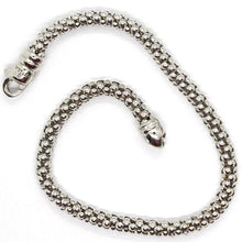 Load image into Gallery viewer, 18k white gold bracelet, 18.5 cm, 7.3 inches, basket weave tube, popcorn 4 mm.
