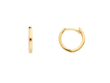 Load image into Gallery viewer, 18K YELLOW GOLD HOOPS SMALL EARRINGS DIAMETER 10mm SQUARE TUBE THICKNESS 1.5mm.
