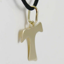 Load image into Gallery viewer, 18k yellow gold cross, Franciscan tau tao, Saint Francis, 1 inches made in Italy.
