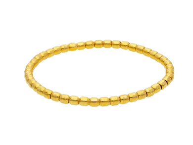 18k yellow gold elastic bracelet, rounded cubes tubes ovals width 3.6mm 0.14