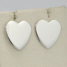 Load image into Gallery viewer, SOLID 18K WHITE GOLD EARRINGS FLAT HEART, SHINY, SMOOTH, 10 MM, MADE IN ITALY
