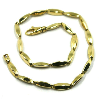 18k yellow gold bracelet alternate oval rice tube links, length 21.5 cm 8.4