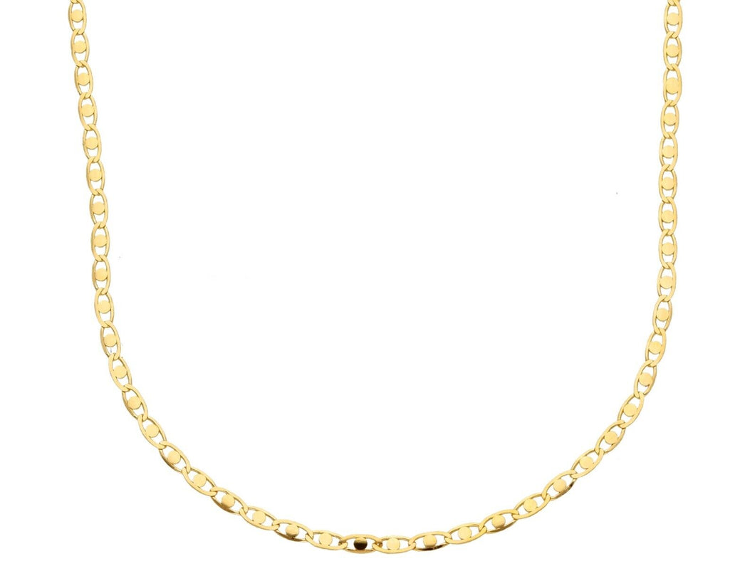 18K YELLOW GOLD FLAT CHAIN NECKLACE 2mm SMALL EYES OVALS WITH CIRCLES, 24