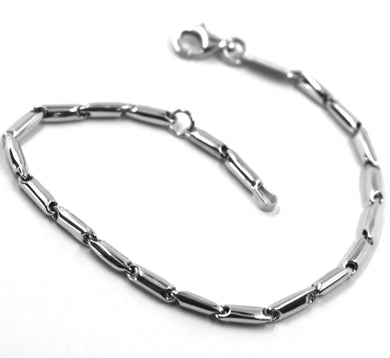 18k white gold bracelet rounded alternate tube links, length 21 cm, 8.2 inches.