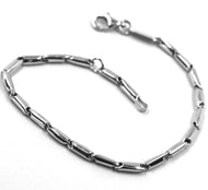 18k white gold bracelet rounded alternate tube links, length 21 cm, 8.2 inches.