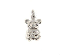 Load image into Gallery viewer, 18k white gold rounded bear teddy bear pendant charm 20 mm smooth made in Italy
