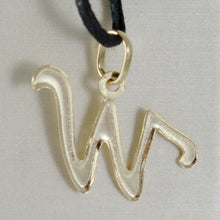 Load image into Gallery viewer, 18k yellow gold pendant charm initial letter W, slightly rounded slab 15mm.
