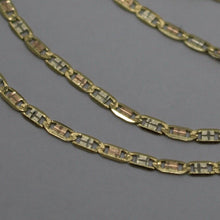 Load image into Gallery viewer, SOLID 18K YELLOW WHITE ROSE GOLD FLAT BRIGHT SATIN OVAL 2.2mm CHAIN NECKLACE 24&quot;.
