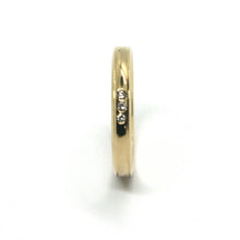 Load image into Gallery viewer, 18K YELLOW GOLD BAND TRILOGY 3 DIAMONDS CT 0.03 UNOAERRE 3mm RING, MADE IN ITALY
