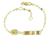 Load image into Gallery viewer, 18k yellow gold bracelet for kids with miraculous medal made in Italy  5.91 in.
