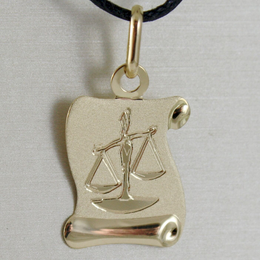 18K YELLOW GOLD ZODIAC SIGN MEDAL, LIBRA, PARCHMENT ENGRAVABLE MADE IN ITALY