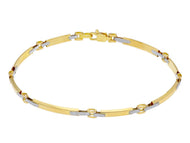 18K YELLOW WHITE GOLD MAN SEMI RIGID THIN BRACELET ALTERNATE 2-3mm SMOOTH PLATES.