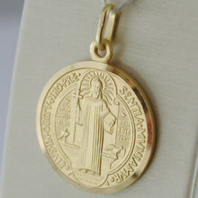 Load image into Gallery viewer, solid 18k yellow gold St Saint Benedict 21 mm medal pendant with Cross
