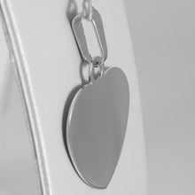 Load image into Gallery viewer, 18k white gold heart, photo &amp; text engraved personalized pendant 22 mm, medal.
